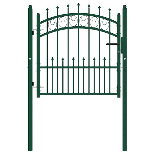 146383 vidaXL Fence Gate "EMMEN" with Spikes Steel 104x97 cm Green