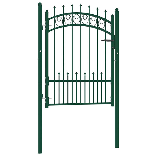 146384 vidaXL Fence Gate "EMMEN" with Spikes Steel 104x109,5 cm Green