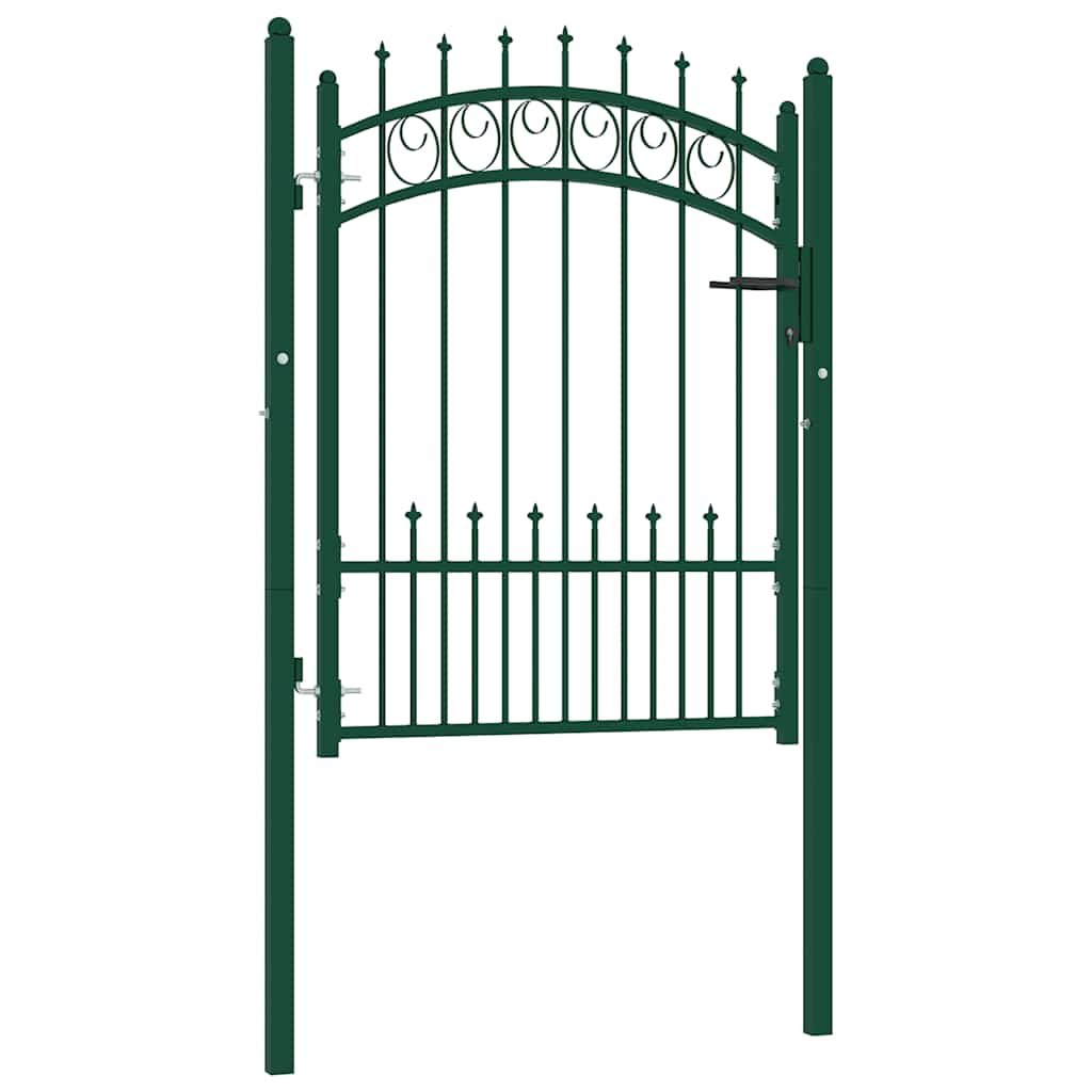 Fence Gate EMMEN with Spikes Steel 104x109.5 cm Green