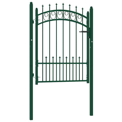 Fence Gate EMMEN with Spikes Steel 104x109.5 cm Green