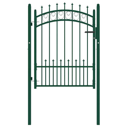 Fence Gate EMMEN with Spikes Steel 104x109.5 cm Green