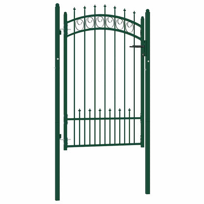 Fence Gate EMMEN with Spikes Steel 104x117 cm Green