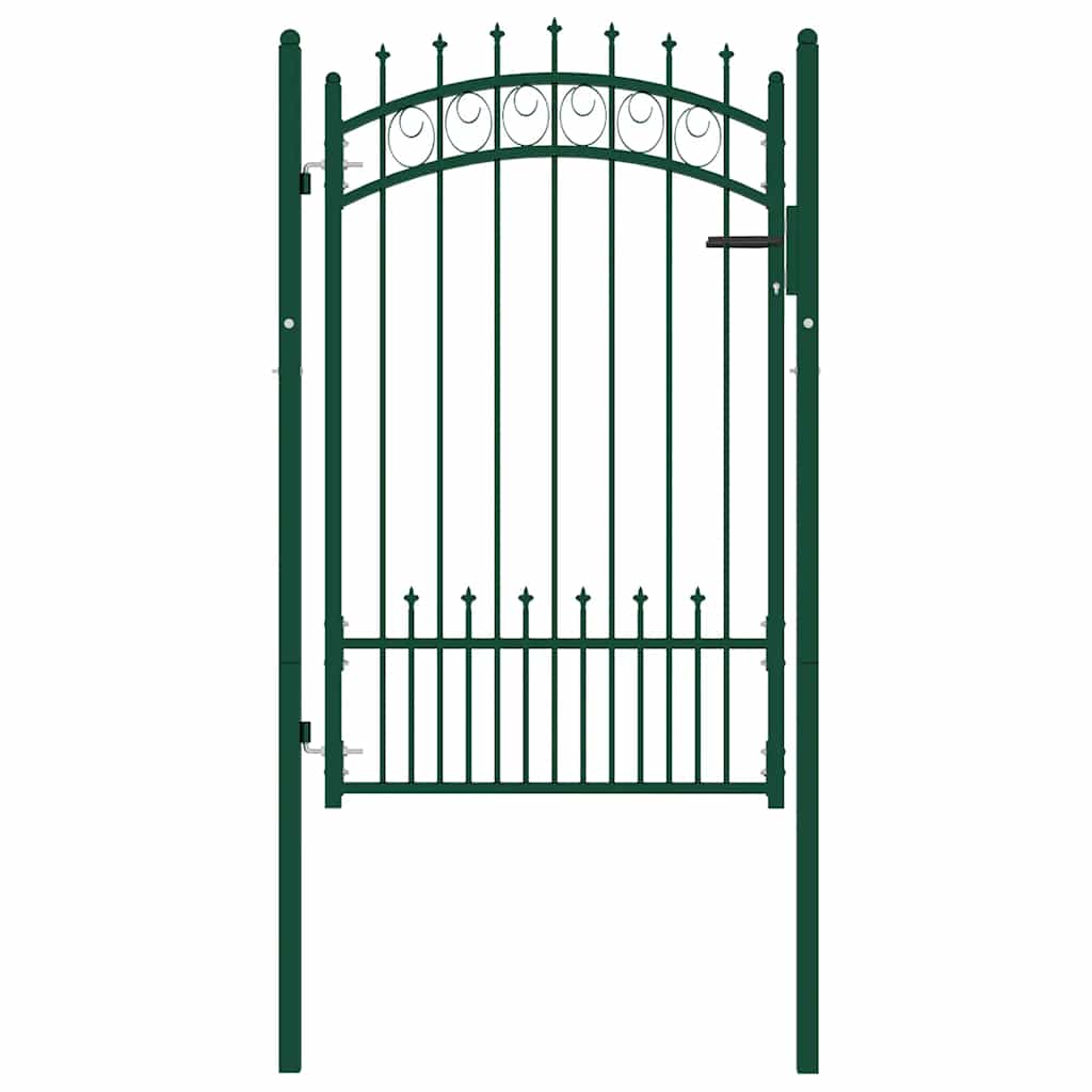 Fence Gate EMMEN with Spikes Steel 104x117 cm Green
