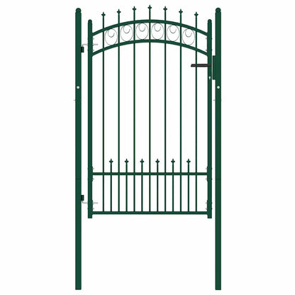 Fence Gate EMMEN with Spikes Steel 104x117 cm Green