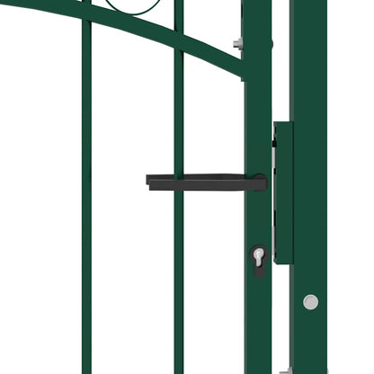 Fence Gate EMMEN with Spikes Steel 104x117 cm Green