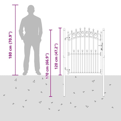 Fence Gate EMMEN with Spikes Steel 104x117 cm Green