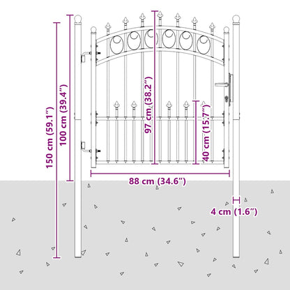 Fence Gate EMMEN with Spikes Steel 104x87 cm Black