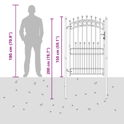 Fence Gate with Spikes EMMEN 100 x 200 cm Powder-coated steel