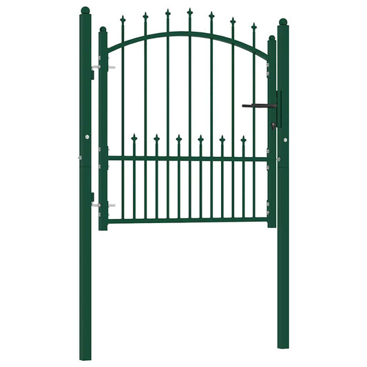 Fence Gate EMMEN with Spikes Steel 104x97 cm Green