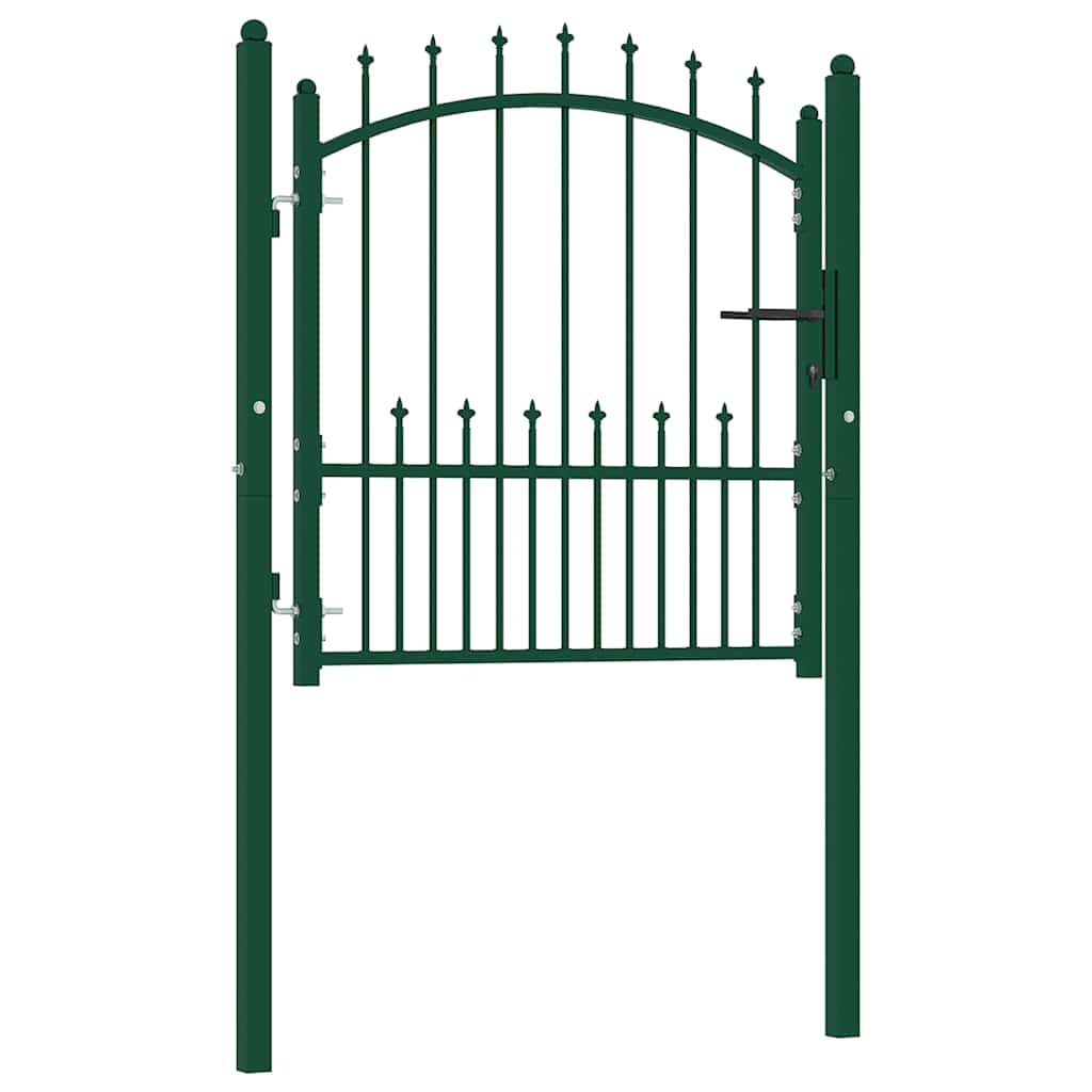 Fence Gate EMMEN with Spikes Steel 104x97 cm Green