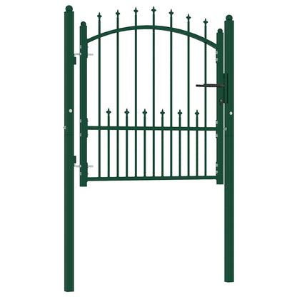 Fence Gate EMMEN with Spikes Steel 104x97 cm Green