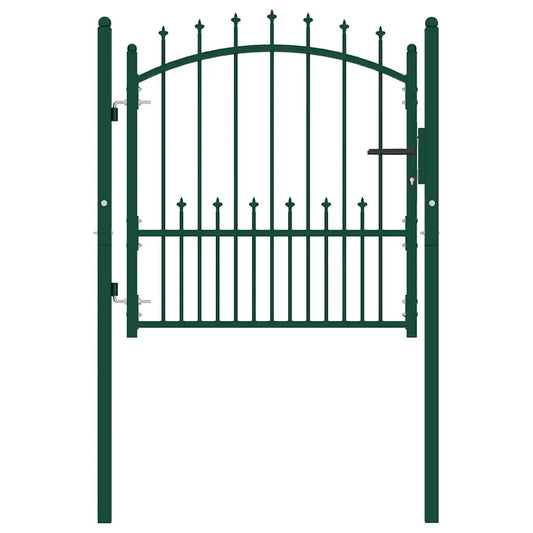 Fence Gate EMMEN with Spikes Steel 104x97 cm Green