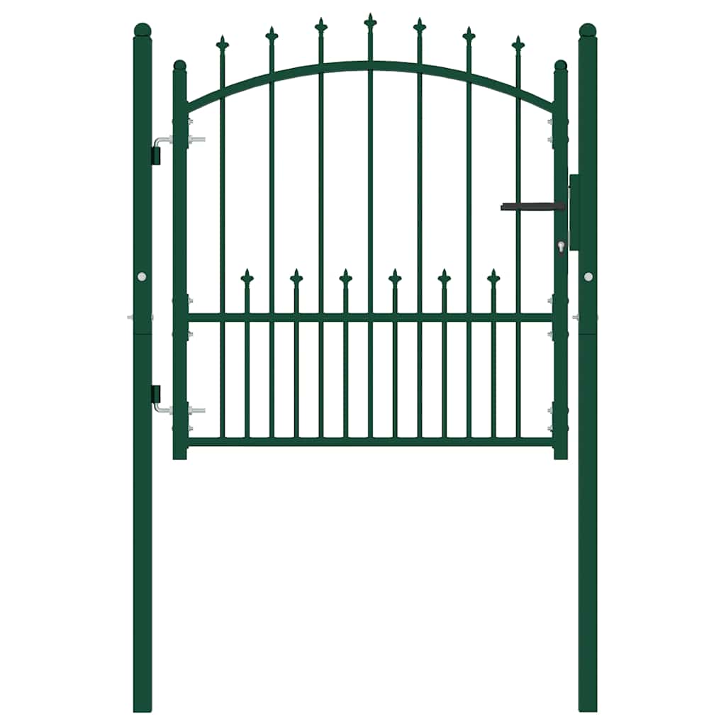 Fence Gate EMMEN with Spikes Steel 104x97 cm Green