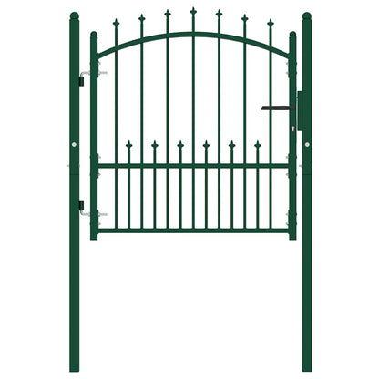 Fence Gate EMMEN with Spikes Steel 104x97 cm Green