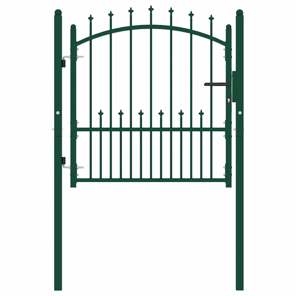 146393 vidaXL Fence Gate "EMMEN" with Spikes Steel 104x97 cm Green