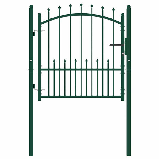 146393 vidaXL Fence Gate "EMMEN" with Spikes Steel 104x97 cm Green
