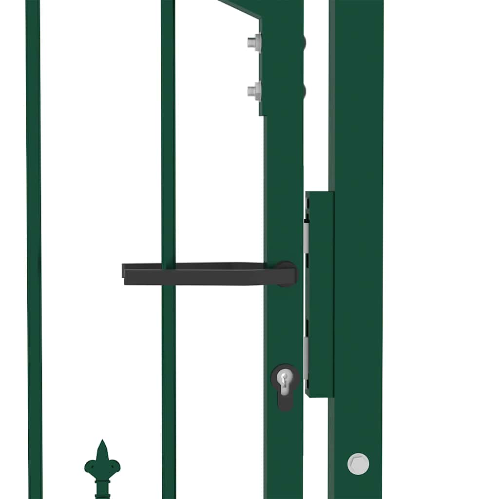 Fence Gate EMMEN with Spikes Steel 104x97 cm Green