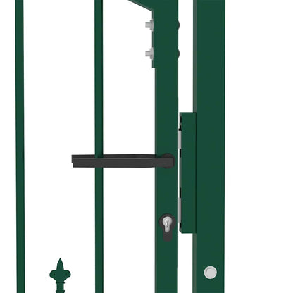Fence Gate EMMEN with Spikes Steel 104x97 cm Green