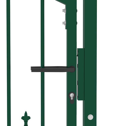 146393 vidaXL Fence Gate "EMMEN" with Spikes Steel 104x97 cm Green
