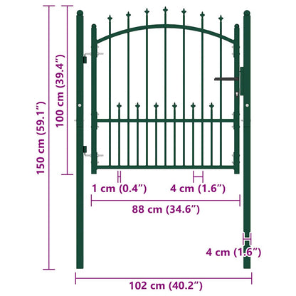Fence Gate EMMEN with Spikes Steel 104x97 cm Green
