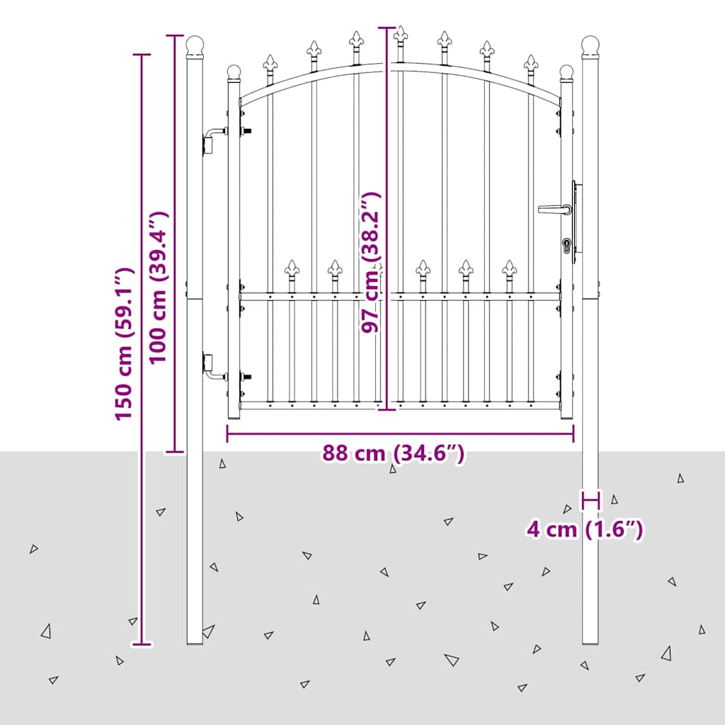 146393 vidaXL Fence Gate "EMMEN" with Spikes Steel 104x97 cm Green