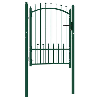 Fence Gate EMMEN with Spikes Steel 104x109.5 cm Green
