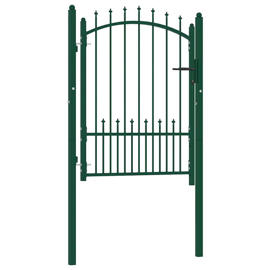 Fence Gate EMMEN with Spikes Steel 104x109.5 cm Green