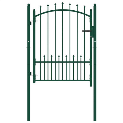 Fence Gate EMMEN with Spikes Steel 104x109.5 cm Green