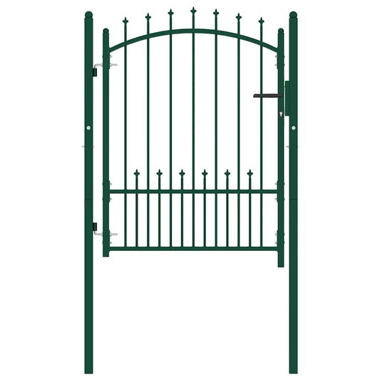Fence Gate EMMEN with Spikes Steel 104x109.5 cm Green