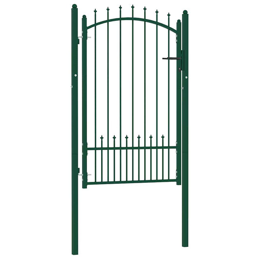Fence Gate EMMEN with Spikes Steel 104x117 cm Green