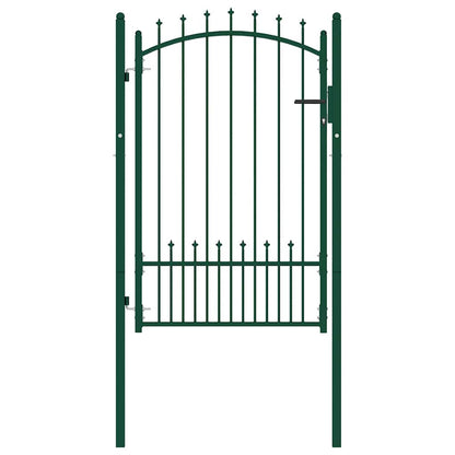 Fence Gate EMMEN with Spikes Steel 104x117 cm Green