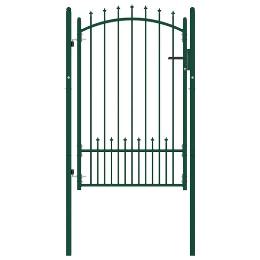 Fence Gate EMMEN with Spikes Steel 104x117 cm Green