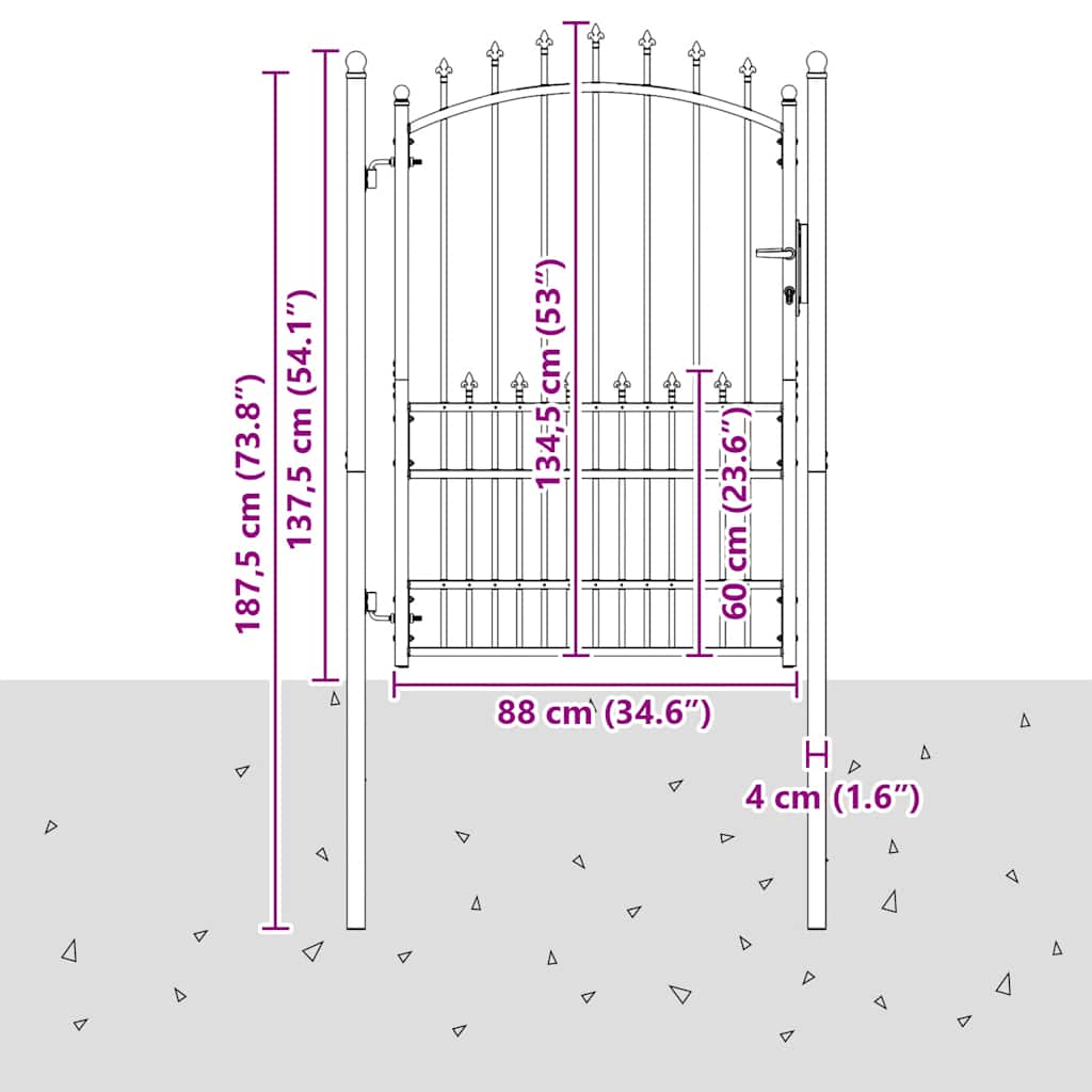 Outdoor Gate | Green | Steel | 100 x 175 cm | Durable | Outdoor Gate