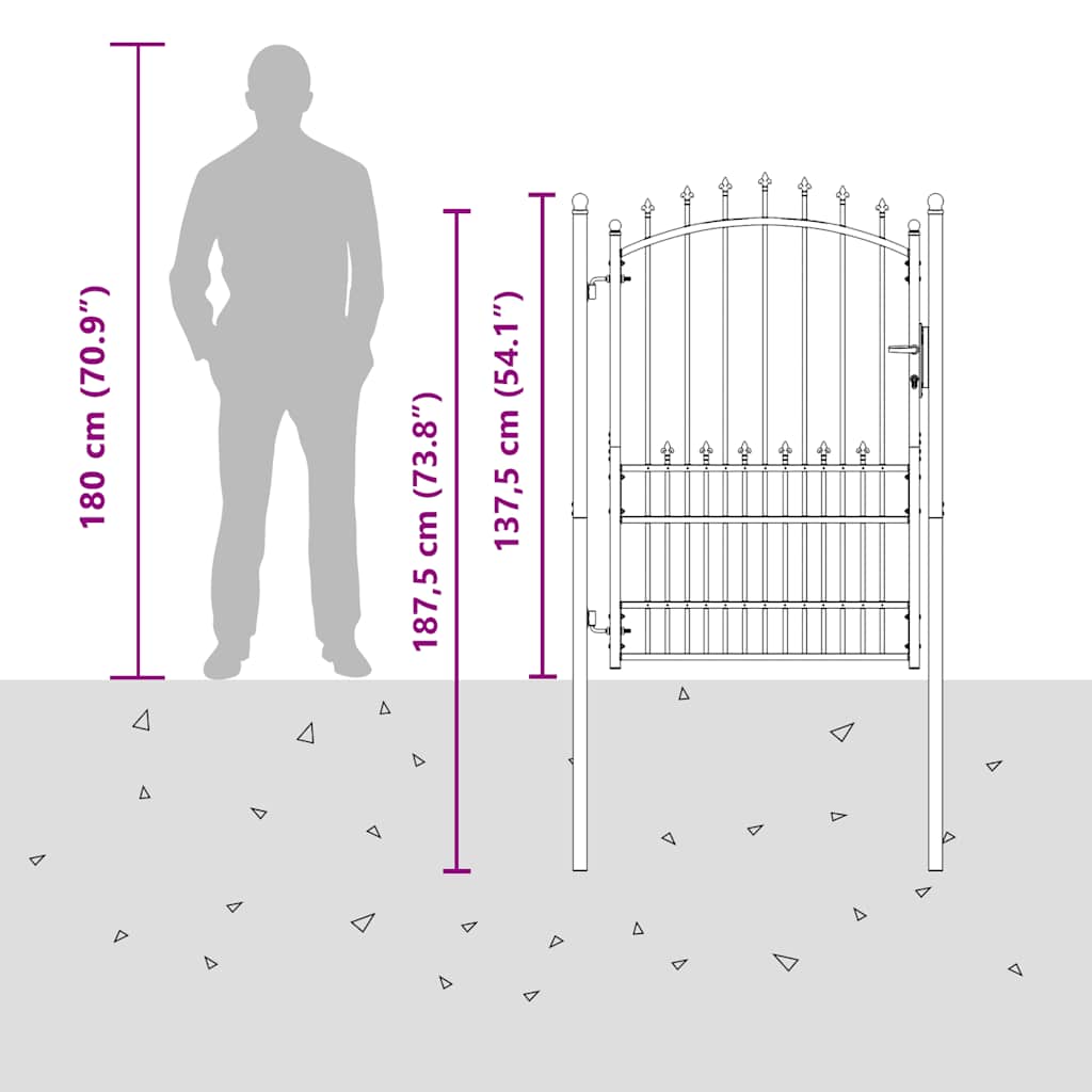 Outdoor Gate | Green | Steel | 100 x 175 cm | Durable | Outdoor Gate