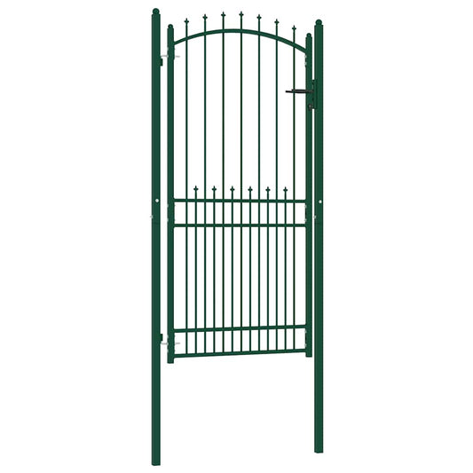 Fence Gate EMMEN with Spikes Steel 104x147 cm Green