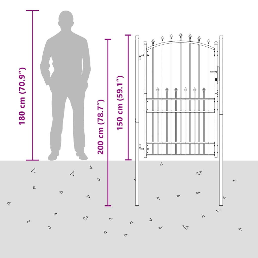Fence Gate EMMEN with Spikes Steel 104x147 cm Green