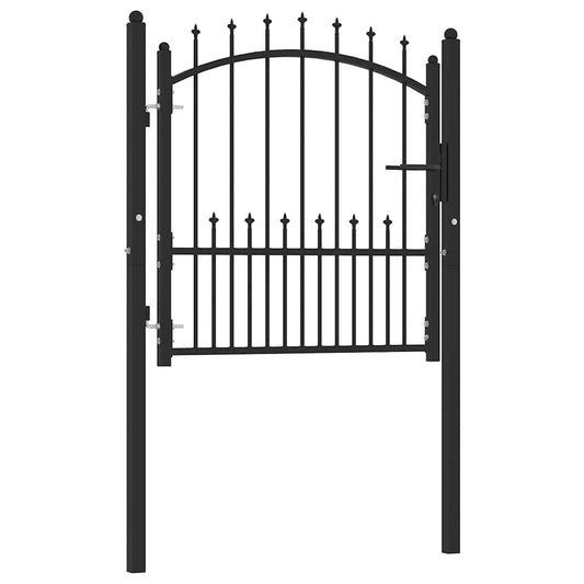 Fence Gate EMMEN with Spikes Steel 104x97 cm Black
