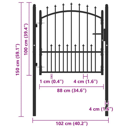 Fence Gate EMMEN with Spikes Steel 104x97 cm Black