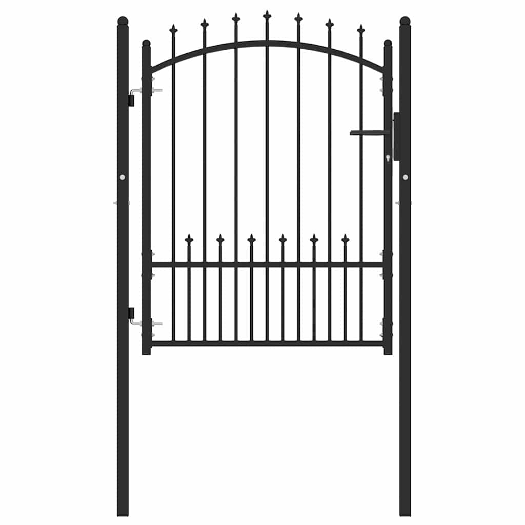 Fence Gate with Spikes Black 100 x 125 cm Powder-coated steel