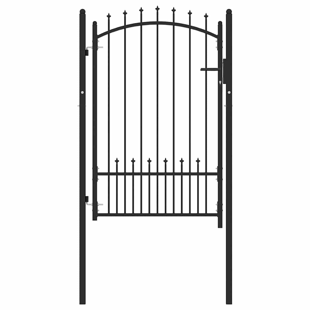 Fence Gate with Spikes Black 100 x 150 cm Powder-coated steel