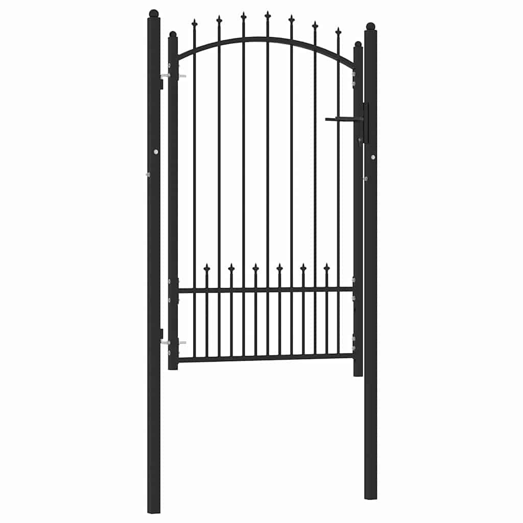 Fence Gate with Spikes Black 100 x 150 cm Powder-coated steel