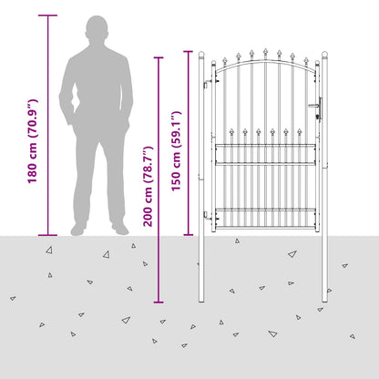 Fence Gate with Spikes EMMEN 100 x 200 cm Powder-coated steel