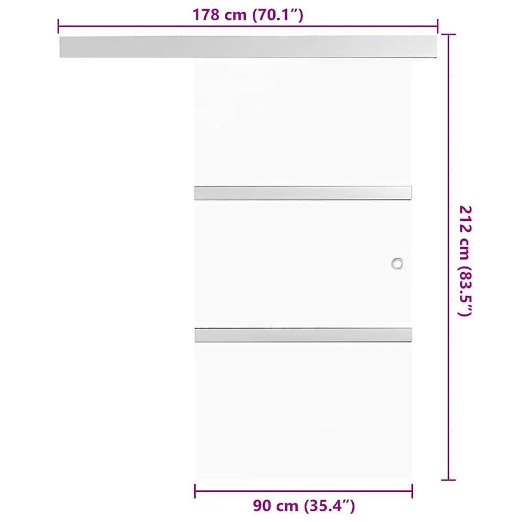 Sliding Door ESG Glass and Aluminium 90x212 cm Silver