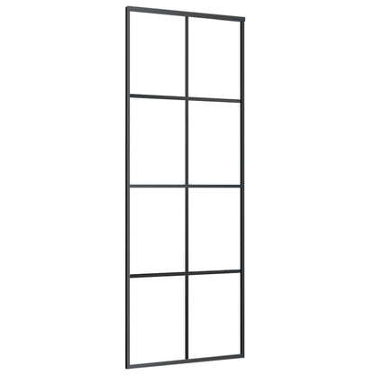288064 vidaXL Sliding Door Aluminium and ESG Glass 76x205 cm Black