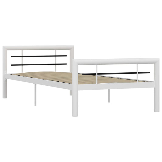 Bed Frame | White and black | Metal | Single | Bed Frame | Rectangular