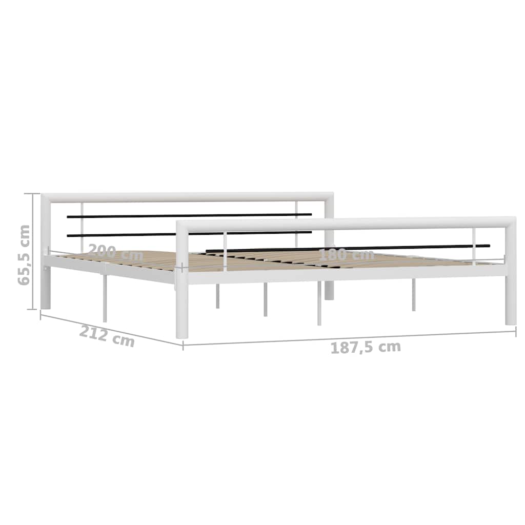 Bed Frame | White and Black | Metal | Super King |  Durable  | Bed Frame