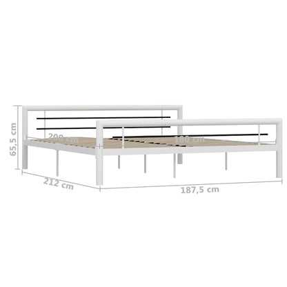 Bed Frame | White and Black | Metal | Super King |  Durable  | Bed Frame