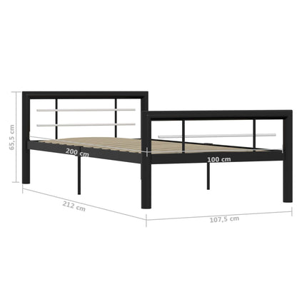 Bed Frame | Black and White | Metal | 90 x 200 cm | Bed Frame