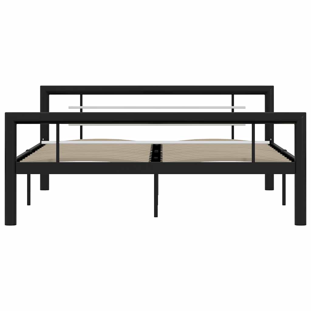 Bed Frame without Mattress Black and White Metal 120x200 cm