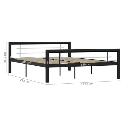 Bed Frame | Black and White | Metal | 120 x 200 cm |  Durable